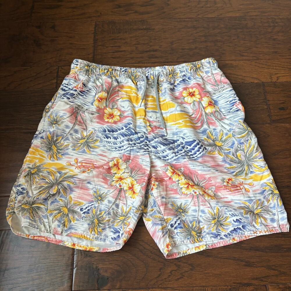 True Grit Men's Waterman Drawstring Board Short Mahalo Size M Vacation Swim